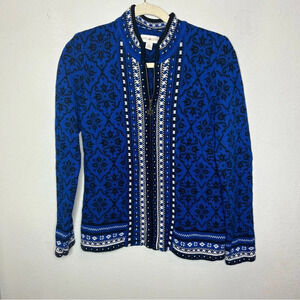 Appleseed's Blue and Black Snowflake Cardigan Size Small